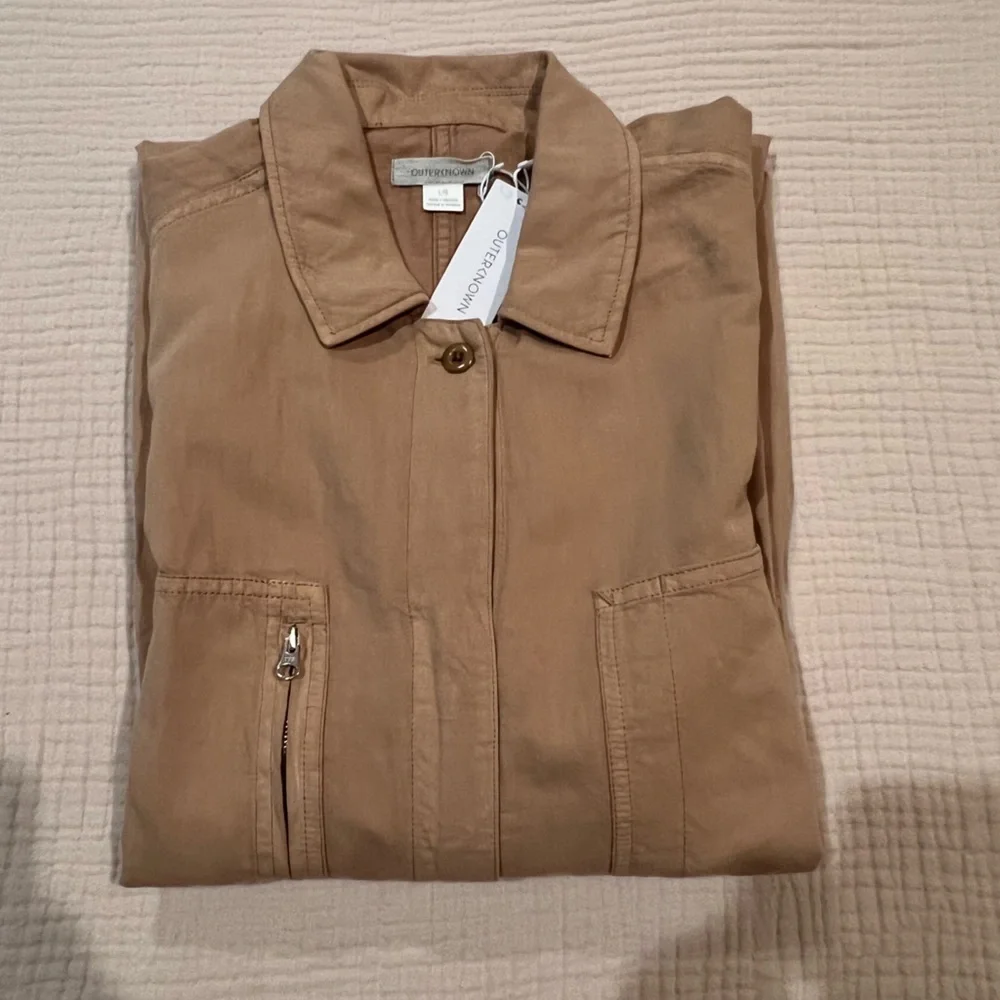 Outerknown STATION Long Sleeve Utility Jumpsuit Sand/Tan Sz L NWT $178 Linen - Picture 10 of 16